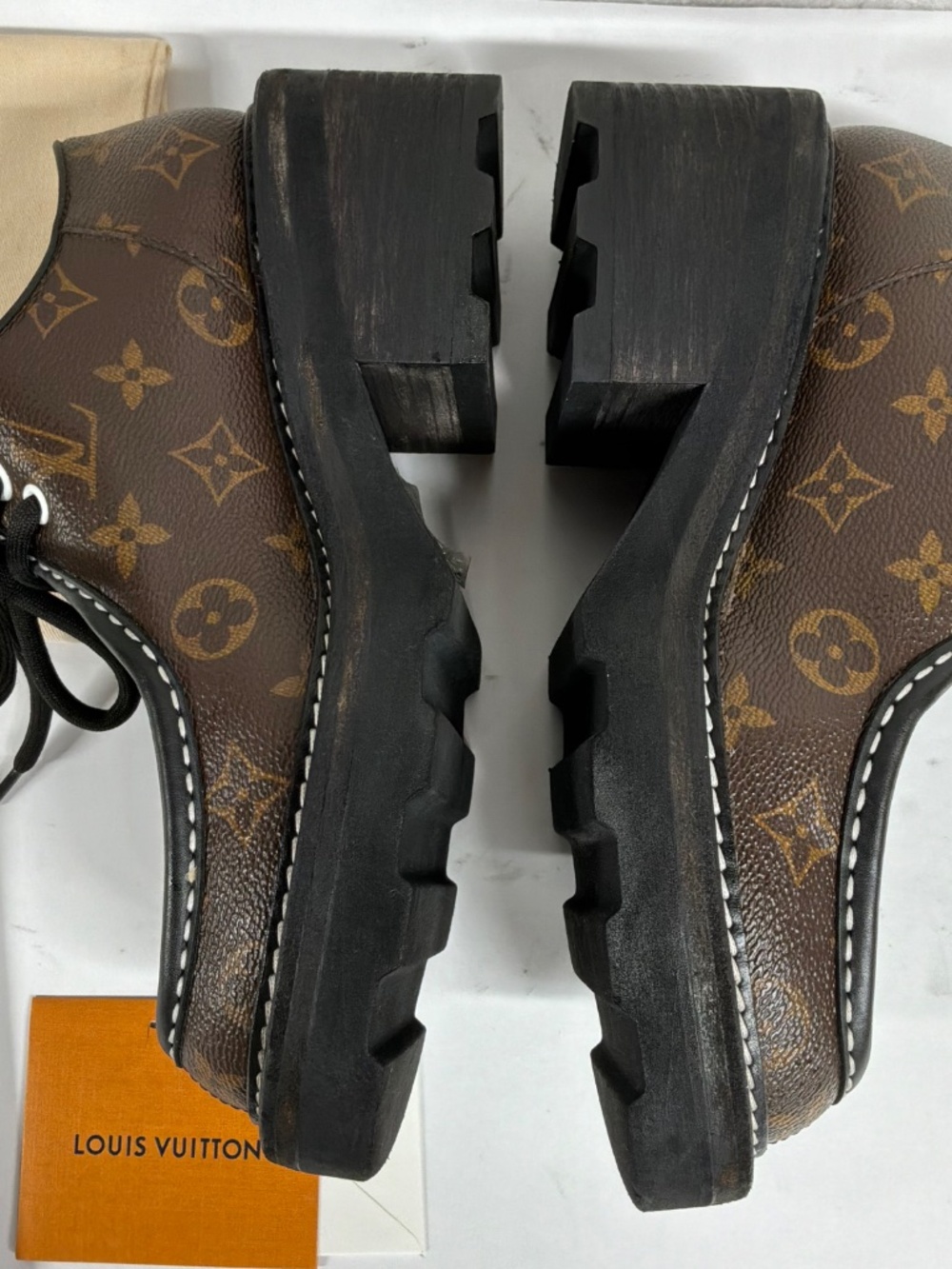 LOUIS VUITON ‎ Beaubourg Platform Derby Chunky Monogram 37.5. Excellent - Picture 5 of 16